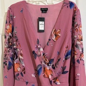 Size XXL Women’s Top Work Party Business Blouse Pink